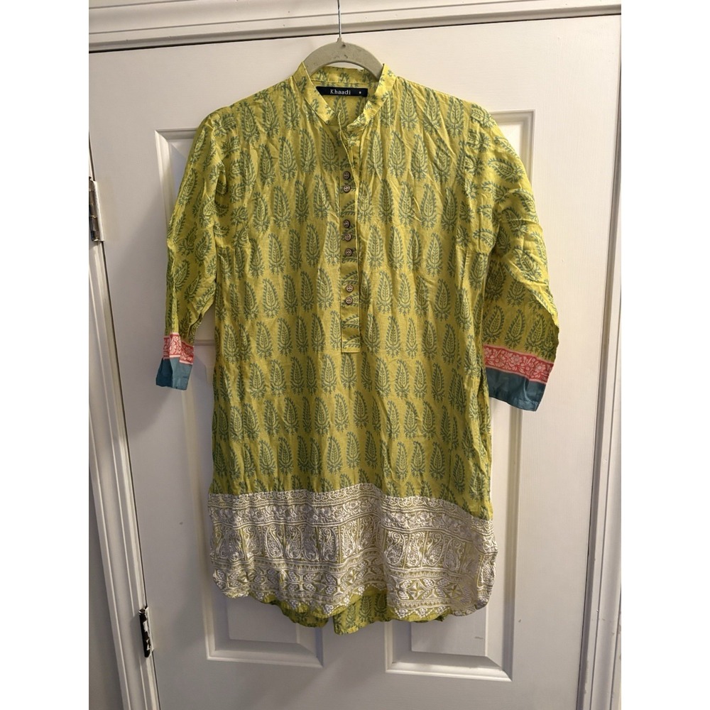 Khaadi Women's Printed Kurta/Kurti Cotton Chiffon Green Size 8